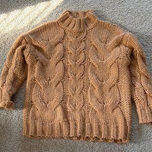 Cozy Tan Cable Knit Sweater